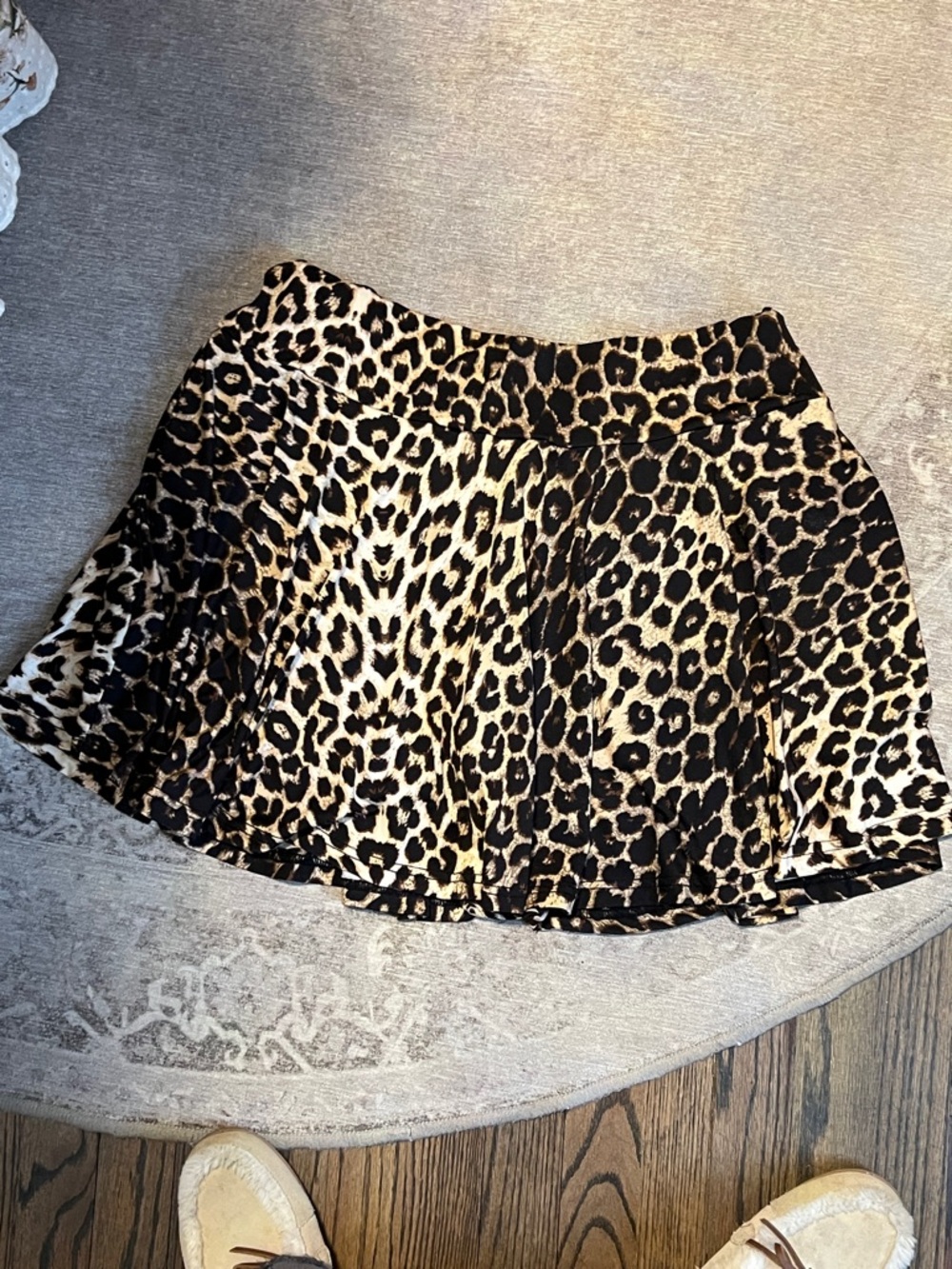 Leopard Print Women's Skater Skort - Black & Tan